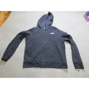 Victoria's Secret Pink Womens Hoodie Large Black Sweatshirt Jacket